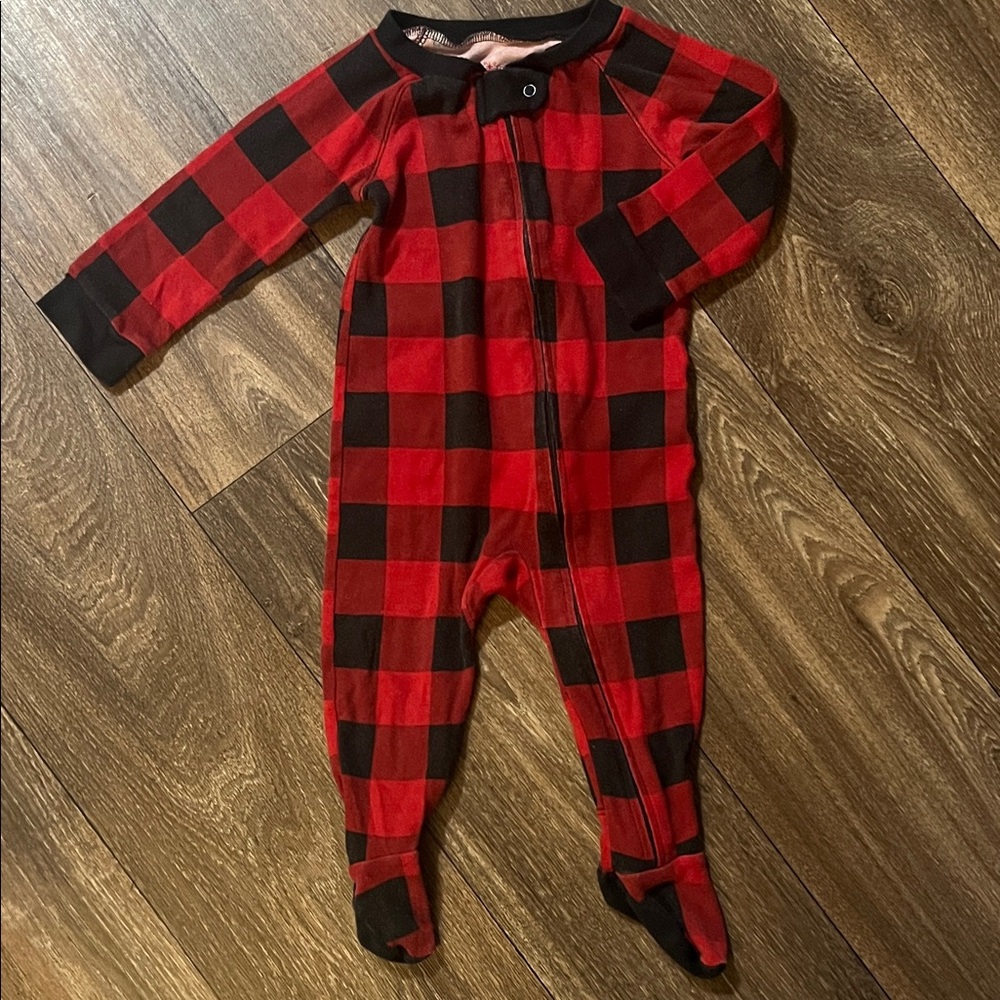 Wondershop Red Plaid Kids Footie Pajamas